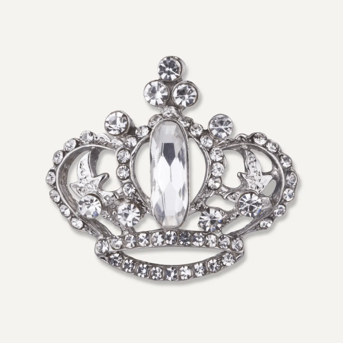 Kylie Crystal Crown Pin Brooch In Silver-Tone