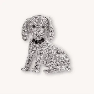 Kylie Crystal Dog Brooch In Silver-Tone