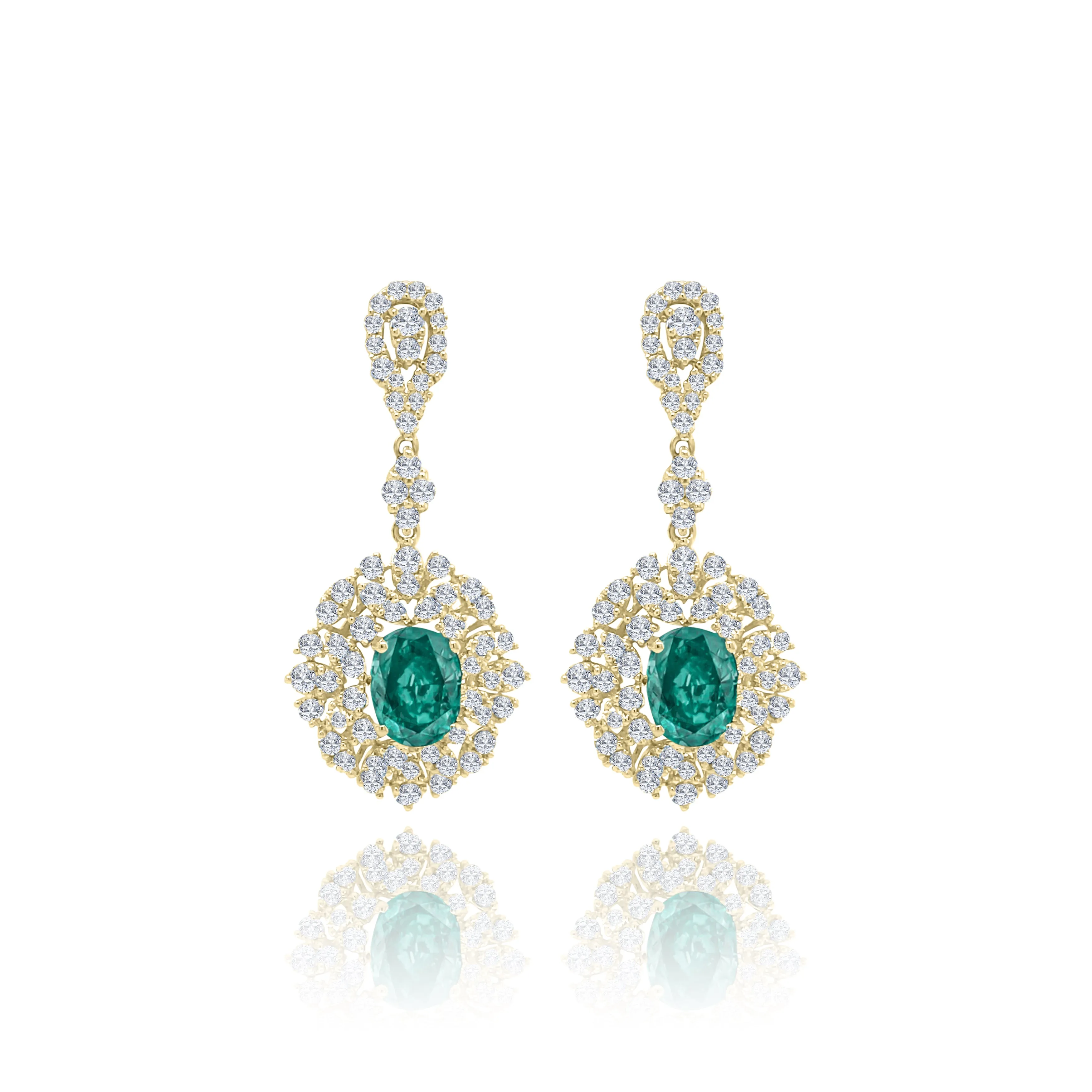 Oval emeralds & Diamonds "Elenor" Earrings