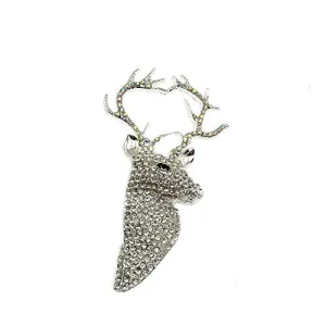 Product Rhinestone Christmas Wapiti Brooches Pins Clear Crystal Deer Head Brooch