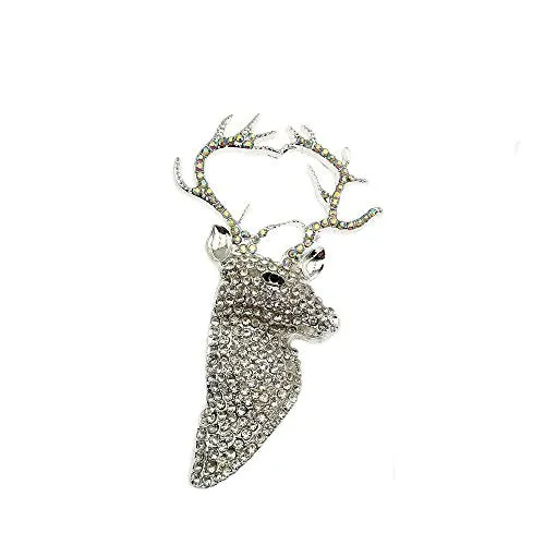 Product Rhinestone Christmas Wapiti Brooches Pins Clear Crystal Deer Head Brooch