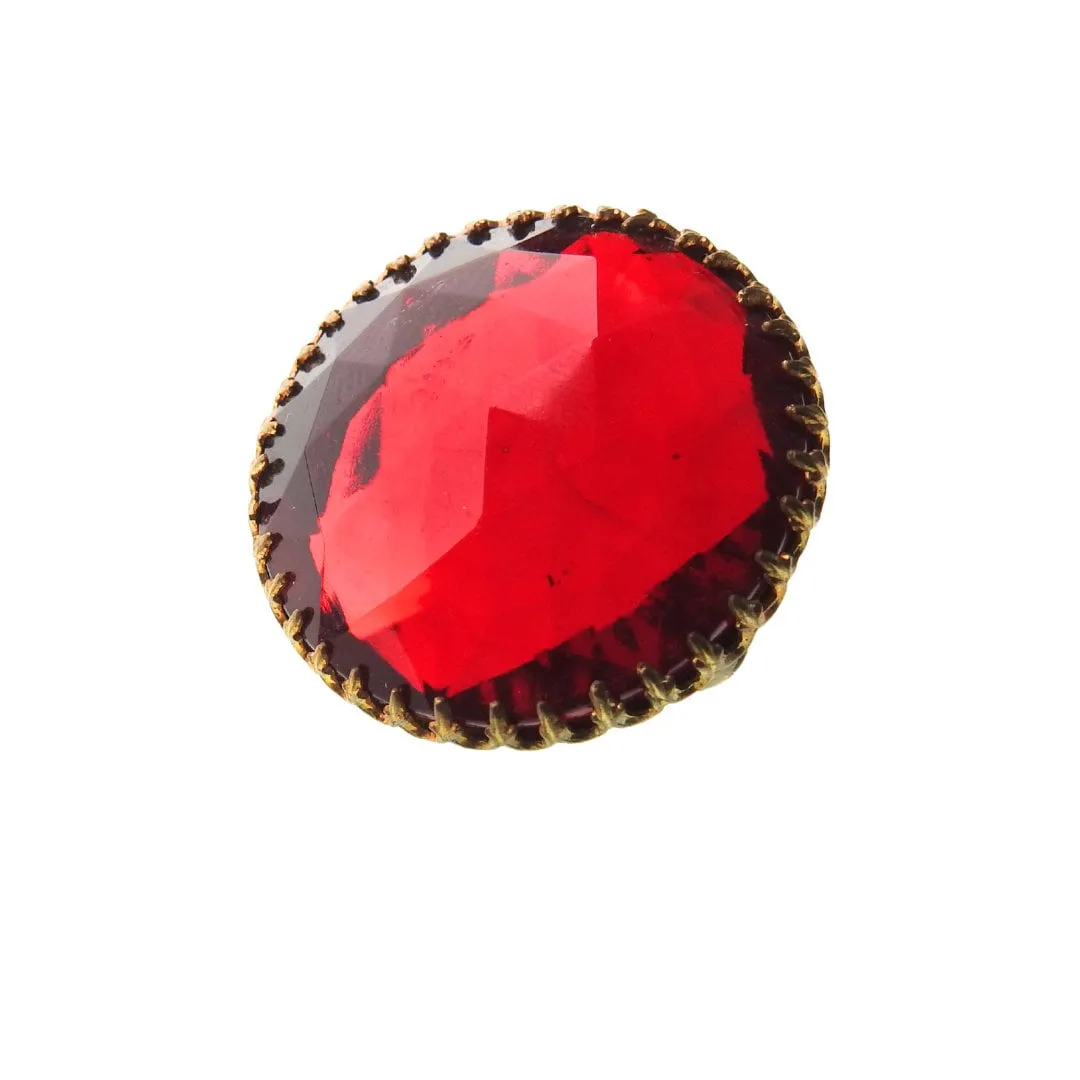Red vintage crystal brooch