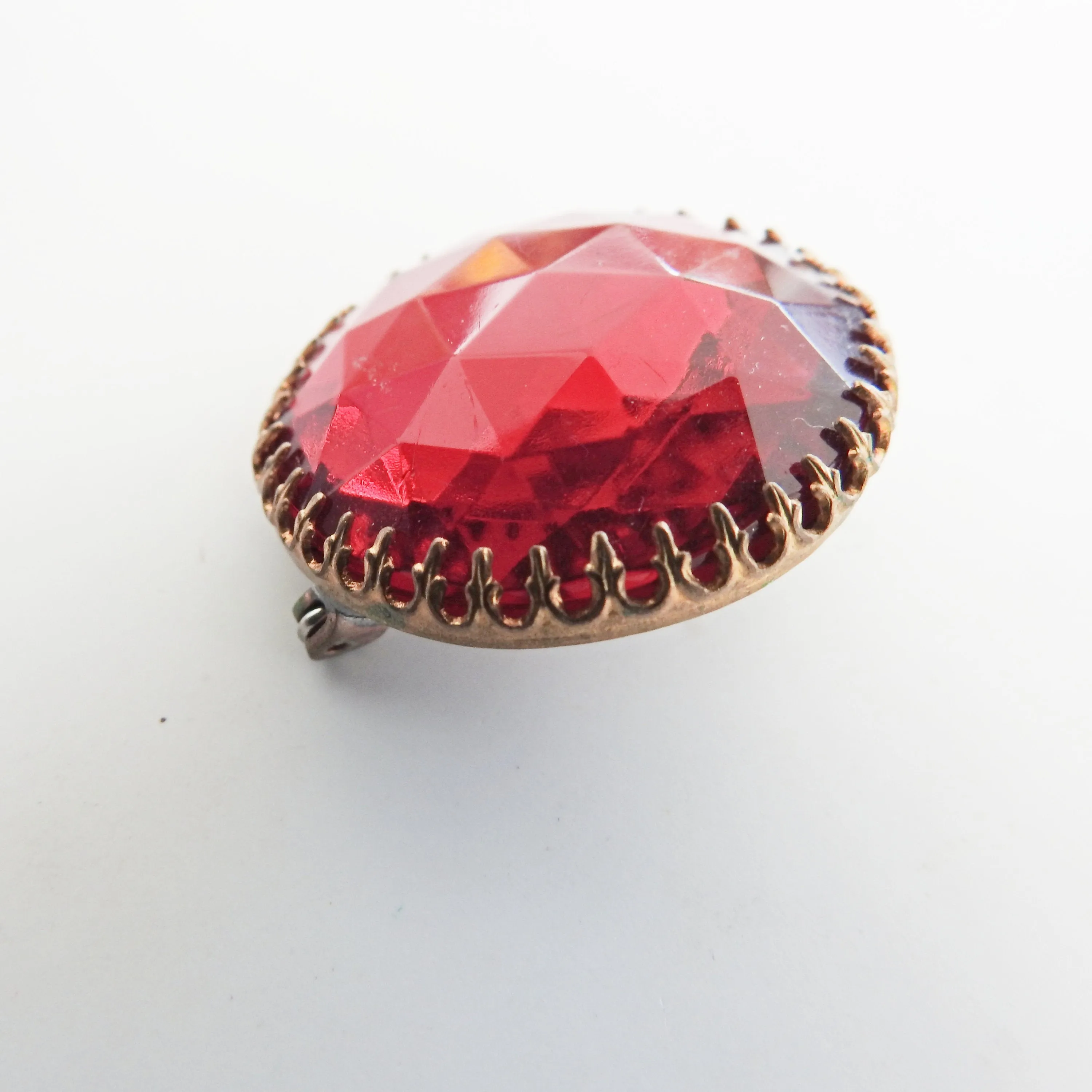 Red vintage crystal brooch