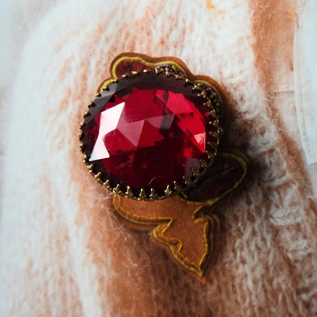 Red vintage crystal brooch