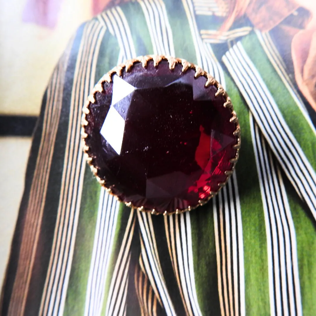 Red vintage crystal brooch