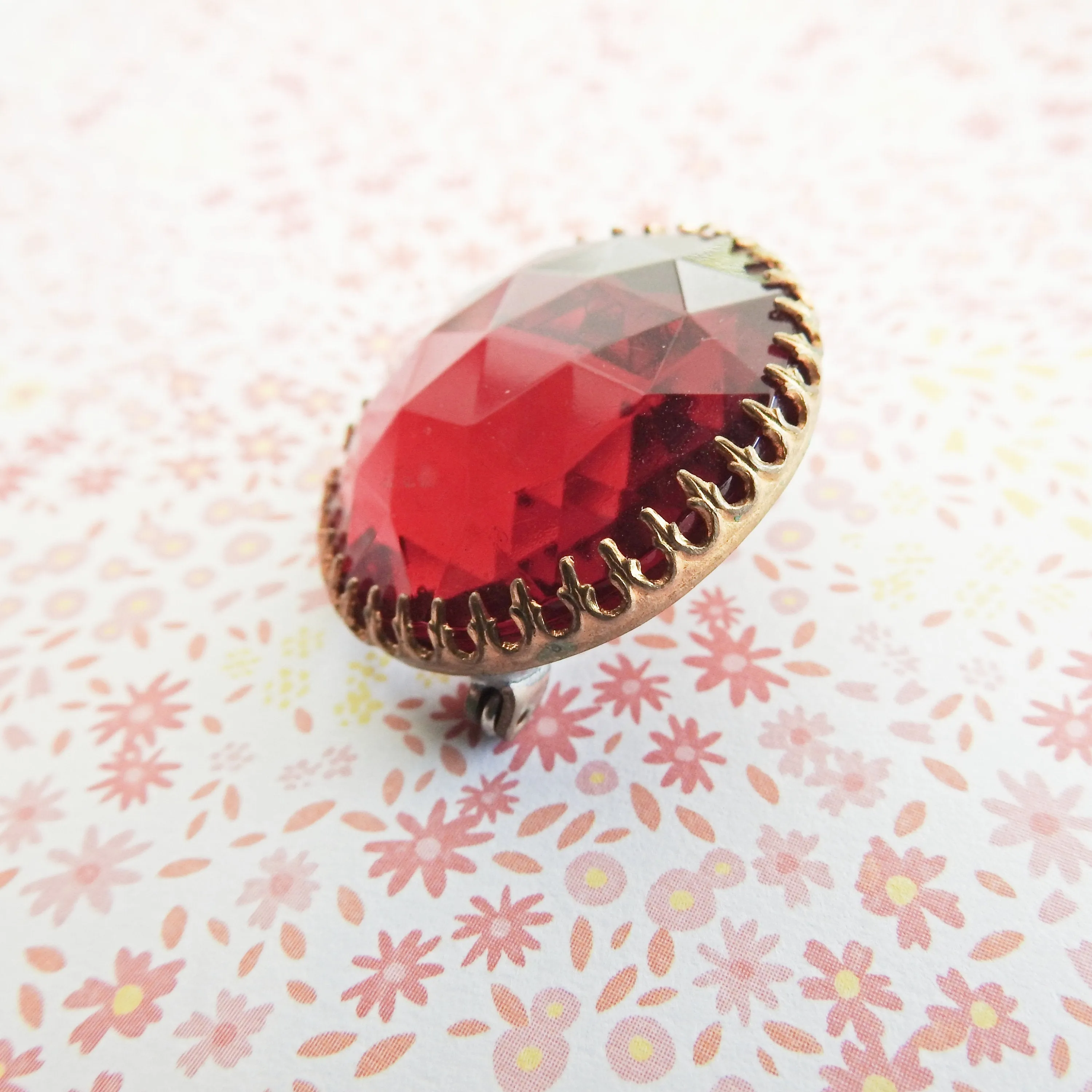 Red vintage crystal brooch