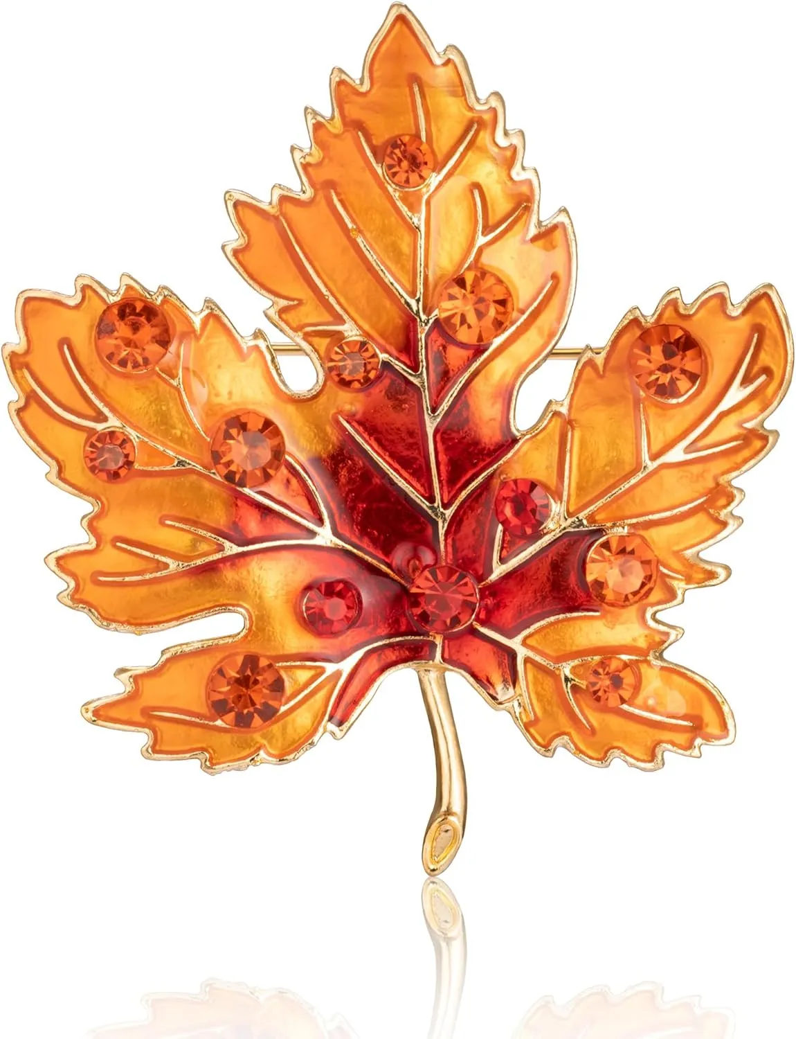 SELOVO Women's Yellow Orange Crystal Brooch Maple Leaf Rhinestone Enamel Brooch Party Brooch