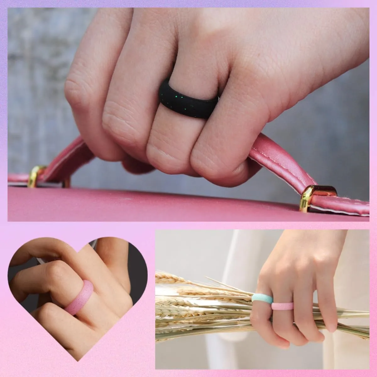 Silicone Ring Women Rubber Wedding Bands for her 5.7mm Wide,2mm Thick