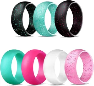 Silicone Ring Women Rubber Wedding Bands for her 5.7mm Wide,2mm Thick
