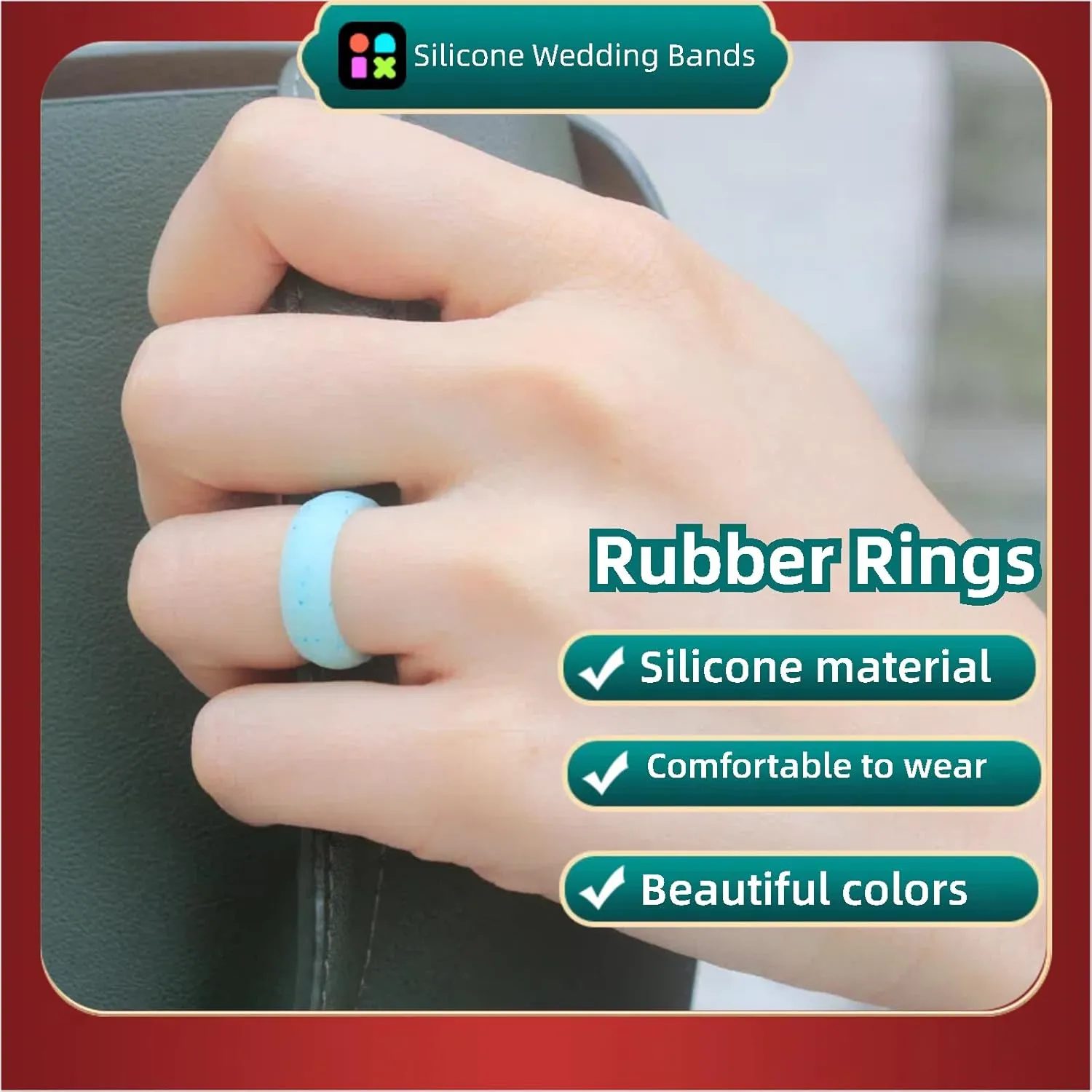 Silicone Ring Women Rubber Wedding Bands for her 5.7mm Wide,2mm Thick