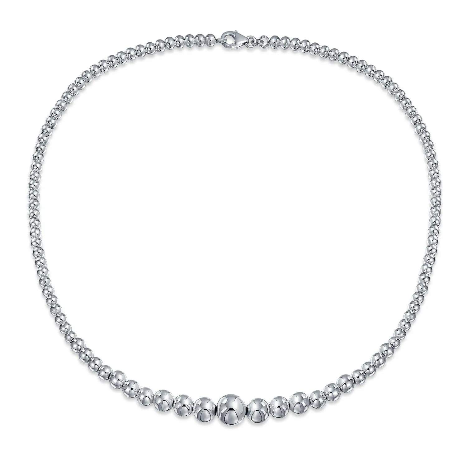 Traditional Sterling Silver Bead Ball Strand Necklace 16-18 Inch Hand Strung