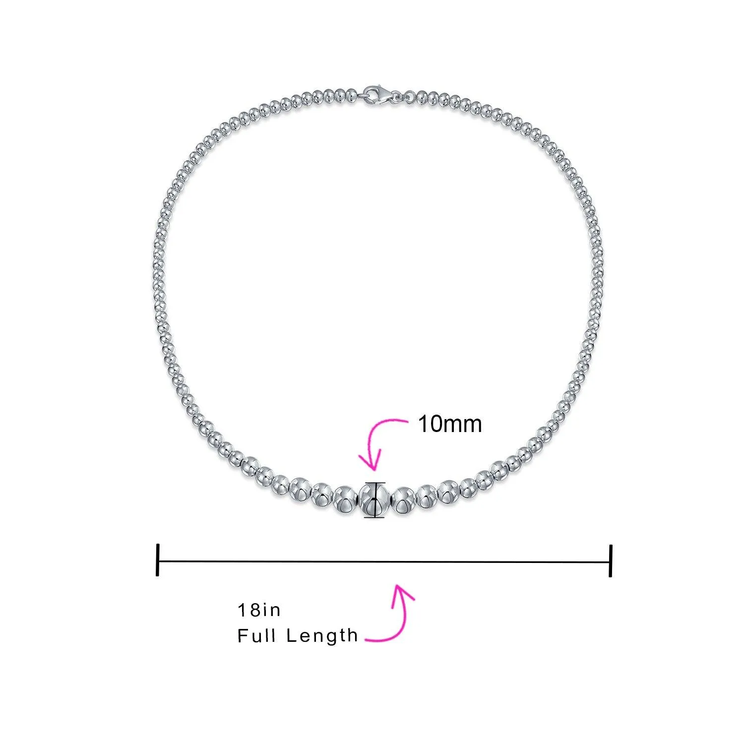 Traditional Sterling Silver Bead Ball Strand Necklace 16-18 Inch Hand Strung