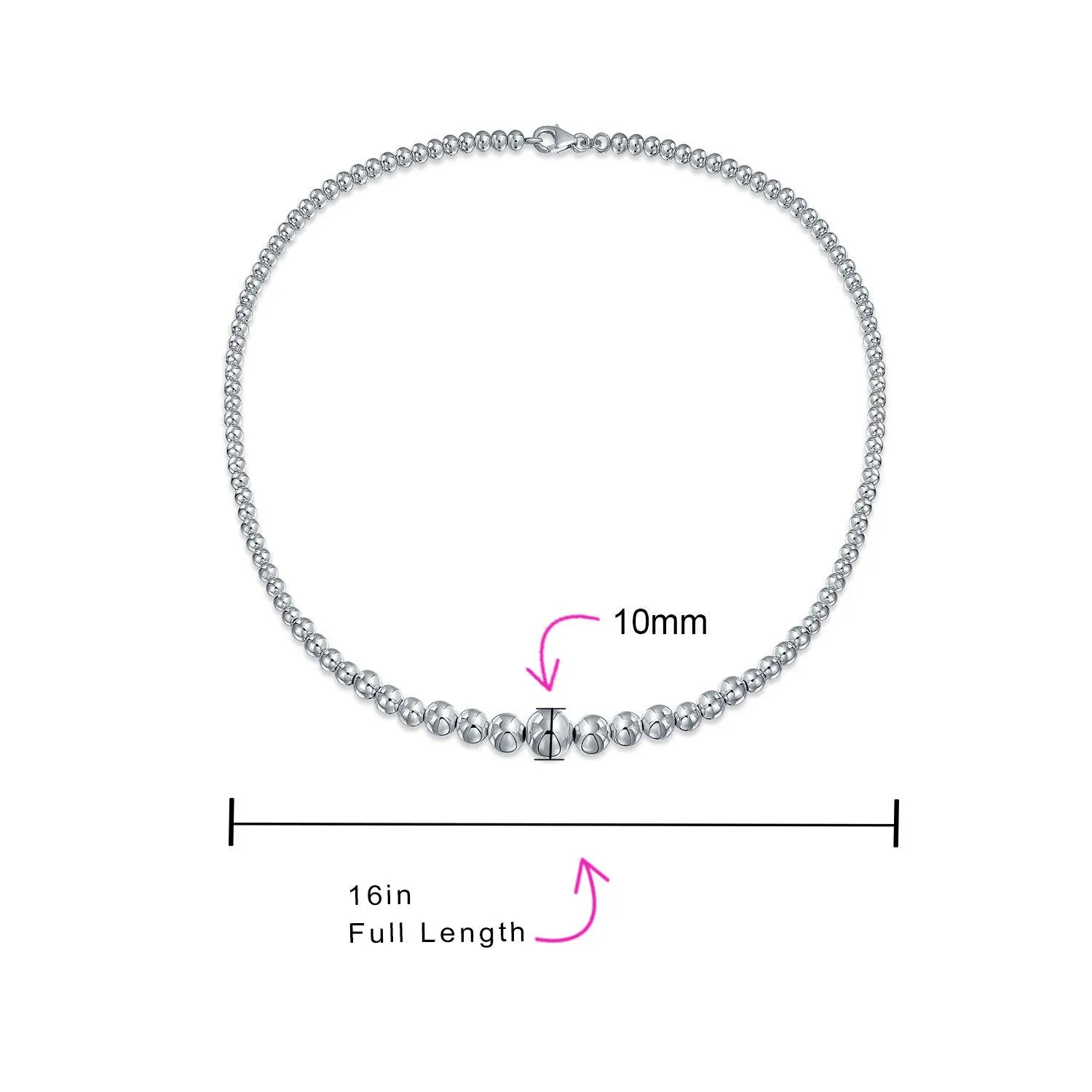Traditional Sterling Silver Bead Ball Strand Necklace 16-18 Inch Hand Strung