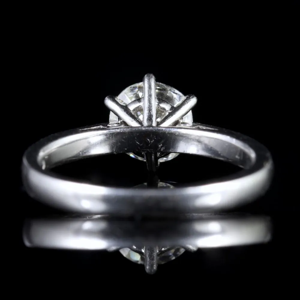 Vintage Diamond Solitaire Ring Platinum Engagement Ring 1.60Ct Diamond