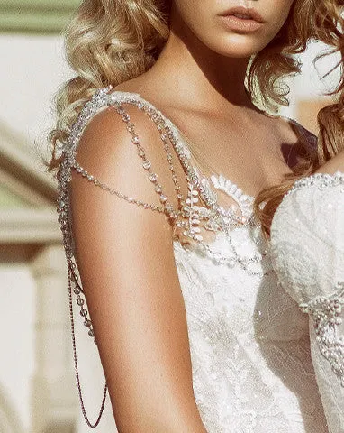 Wedding back jewellery - dramatic crystal and diamonte drapes - Isabella by Kezani