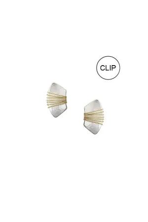 Wire Wrapped Fan Clip-On Earrings
