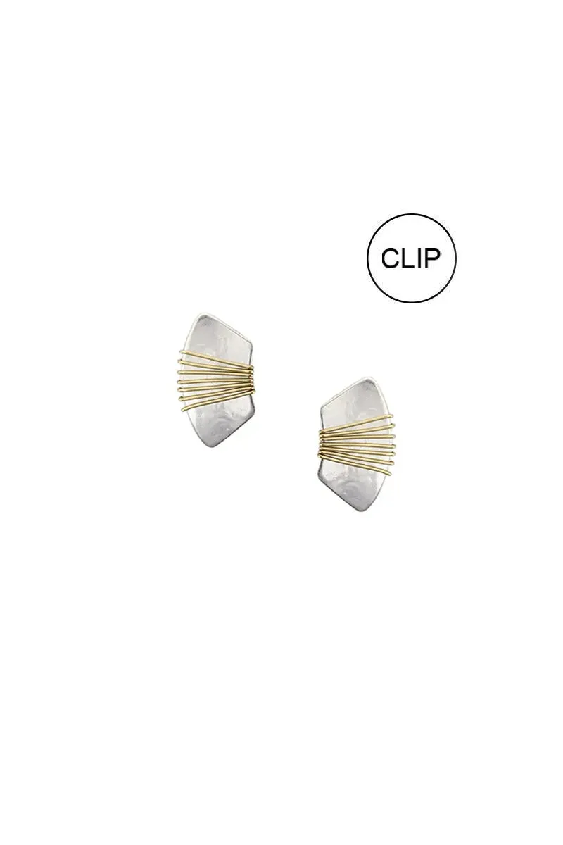 Wire Wrapped Fan Clip-On Earrings